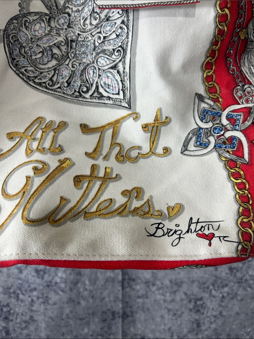 Brighton White and Red 'Love' Canvas Tote with Jeweled Graphic - Picture 6 of 12